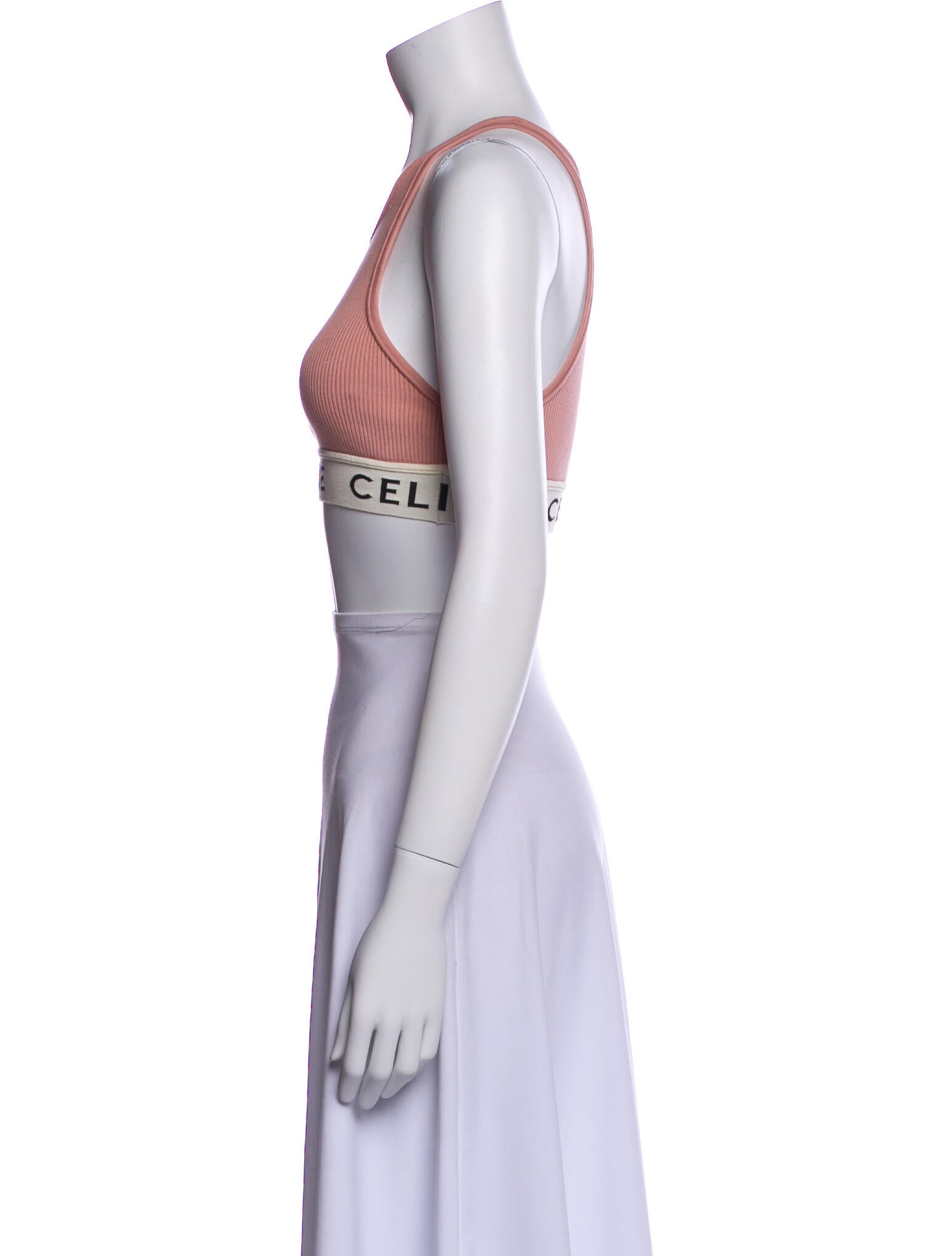 Celine Graphic Print Scoop Neck Crop Top